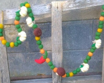 Felt Toadstool Garland, Felt Mushroom Garland, Felt Garlic Garland, Felt Ball Garland, Felt Red Pepper Garland, Felt Pom Pom Garland for Kid