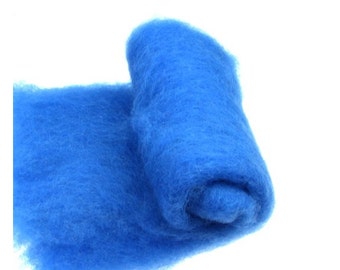 Wool roving for felting, raw wool felt, wool batting, blue chunky wool for spinning, needle felting wet felting, wool weaving supplies