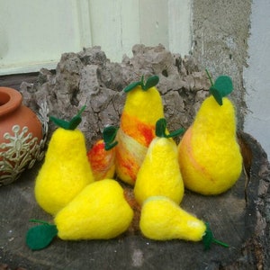 Wool Felt Pears for Newborn Photography Props | Felted Pears in Yellow Green or Orange | Thanksgiving Photo Props