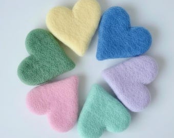 10cm Wool Felted Hearts, Mix and Match Colors, Handmade