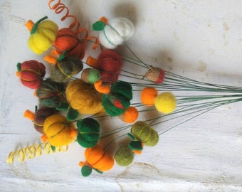 Handmade Merino Wool Felt Pumpkins, Fall Thanksgiving Decor