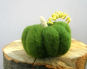 Felt pumpkin, large green pumpkin centerpiece, Thanksgiving dinner decor, Halloween pumpkin, holiday rustic centerpiece, fall decorations