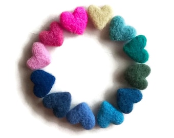 Merino Wool Felt Hearts – Handmade Home Decoration, DIY Craft (10 Hearts)