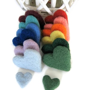 Wool felt hearts, wool felt balls, jumbo large wool felt hearts, 3cm felt hearts, multicolor felt hearts, color mix and match, felted hearts