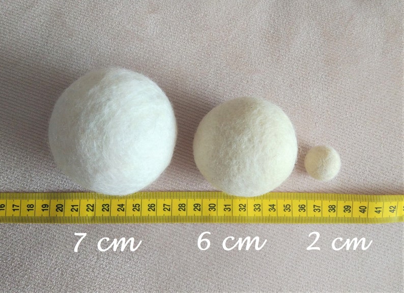 Jumbo Felt Balls XL / Wool Balls / Cat Toy Balls / Felt Pom Poms / DIY Nursery Garland Mobile / 4cm 5cm 6cm 7cm Felted Balls / 1 10 pieces image 2