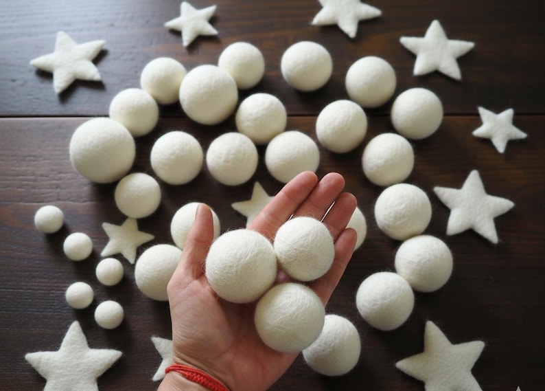 Large Handmade Wool Felt Balls, 5-Piece Set, Mix and Match image 1