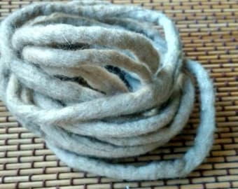 100% Wool Felt Cord - Gray Wool Felted Cord, Wool Felt Rope - Wool Felt String - Handmade Felt Thread - 3 yards long - from 5mm thickness