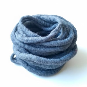 Handmade Aquamarine Blue Merino Wool Felt Cord - 5mm, 3 Yards