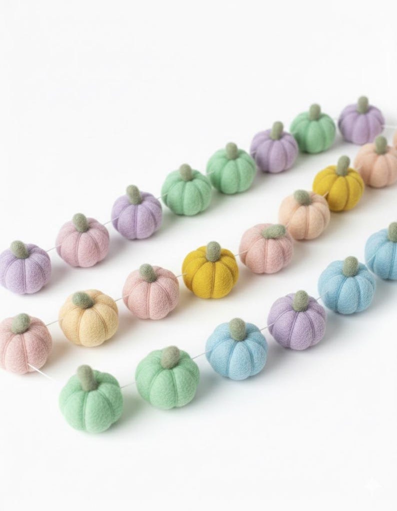 Whimsical Pumpkin Garland: Cinderella Nursery Decor, Fairytale Princess Room Bunting, Wool Felt Storybook image 1