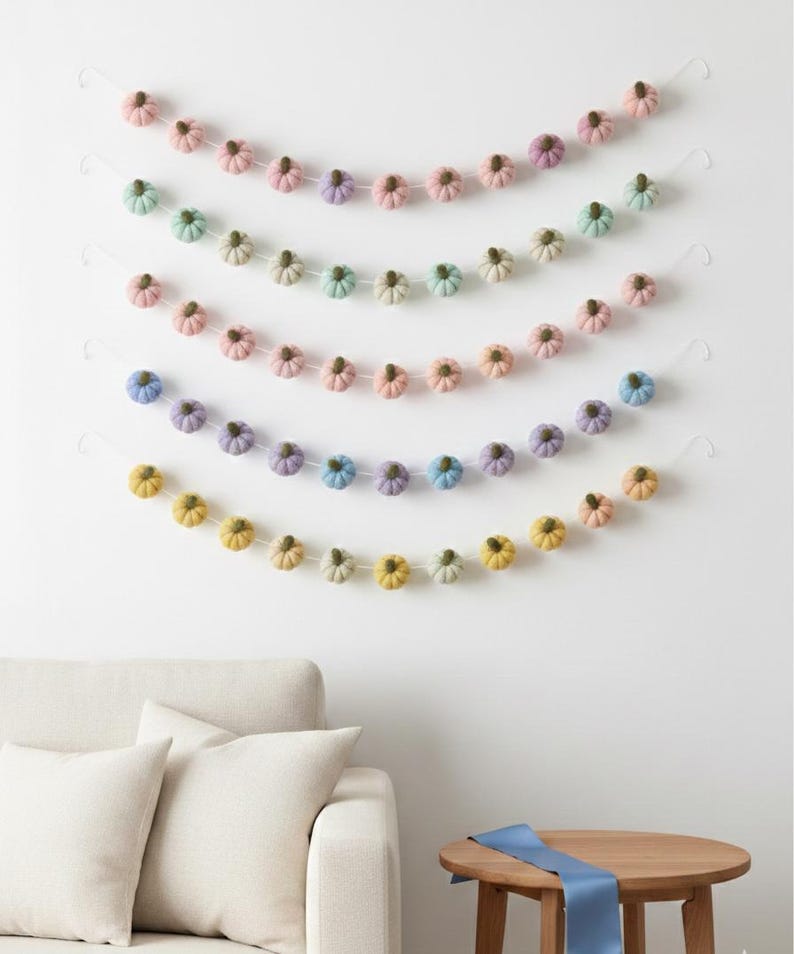 Whimsical Pumpkin Garland: Cinderella Nursery Decor, Fairytale Princess Room Bunting, Wool Felt Storybook image 7