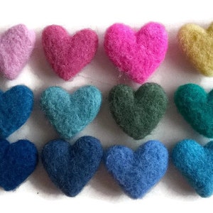 Jumbo Wool Felt Hearts Mix and Match, Wool Felted Hearts 3cm 5cm 7cm Felt Balls in Bulk, Felt Heart Pom Poms, Pick Your Colors, 10 pcs