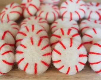 Filz Pfefferminz Bonbons | Weihnachtsschmuck Bastelbedarf, 10 Stück
