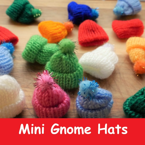 Mini Gnome Hats - Custom Gnome Hat - DIY Gnome Supplies - Handknit Handmade Mini Gnome Hat - Craft Kits - Mini Gnome Making Craft Supply