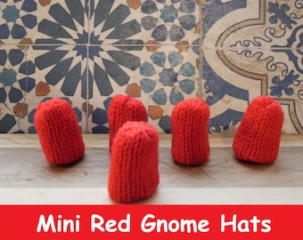 Mini Red Gnome Hats - Custom Gnome Hat - DIY Gnome Supplies - Handknit Handmade Mini Gnome Hat - Craft Kits - Mini Gnome Making Craft Supply