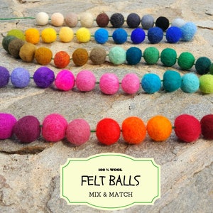 Colorful Wool Felt Balls: Mix & Match, DIY Garland Supplies