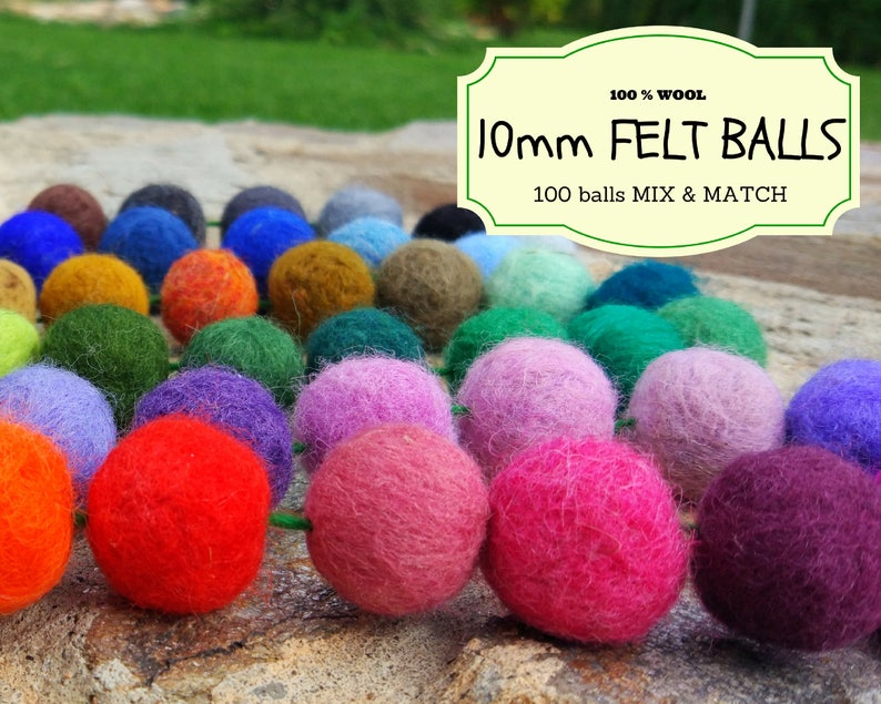Wool Felt Balls Mix and Match 10 Mm/1 Cm Wool Felt Balls Etsy