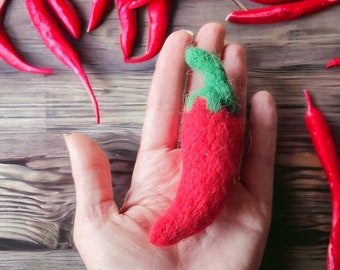 Felt Red Chili Pepper – Wool Food Shape