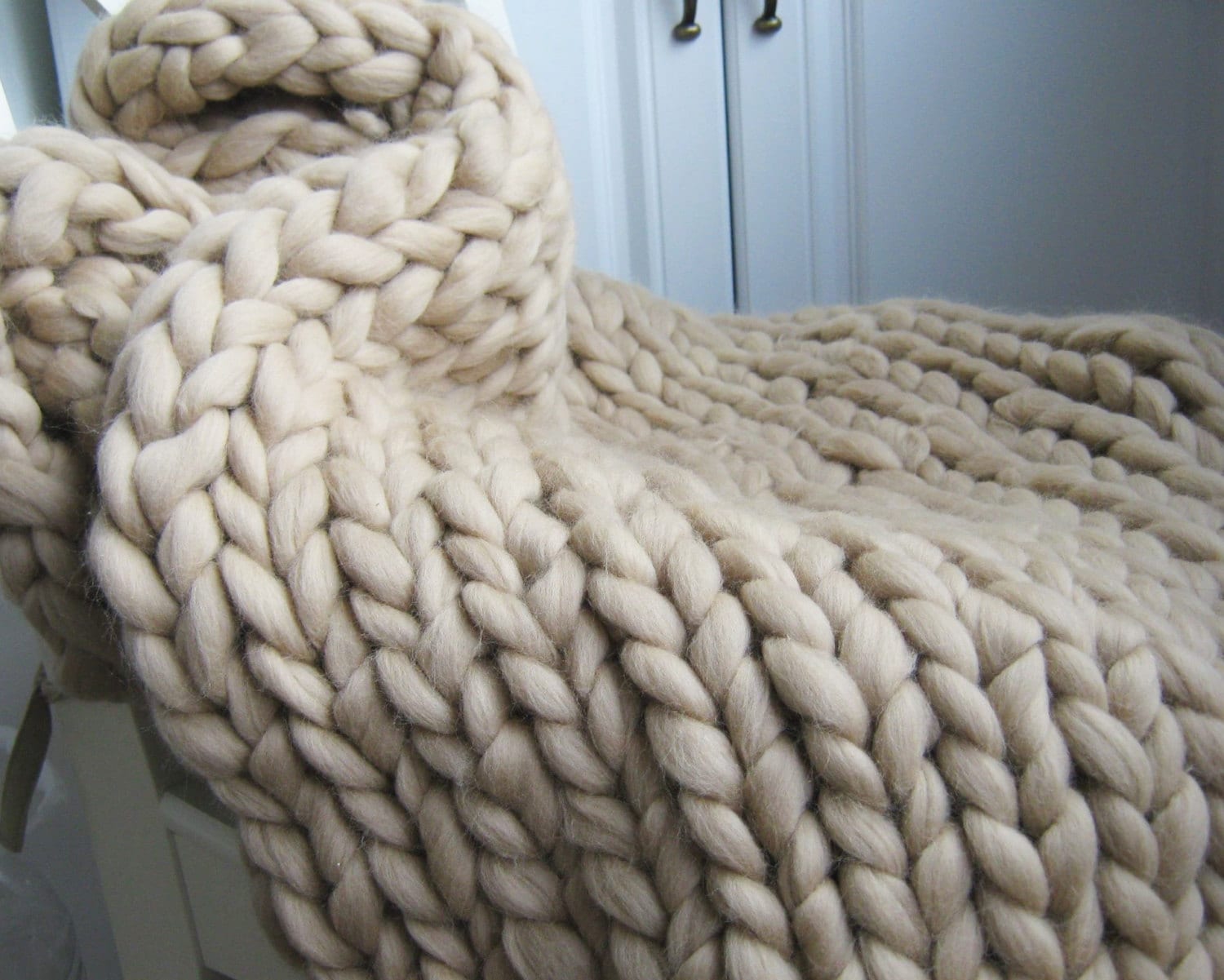 Beige Knitted Throw Etsy Ireland
