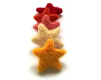 Wool Felt Stars, Large and Small Celestial Felt Stars, Set of 5 or 10