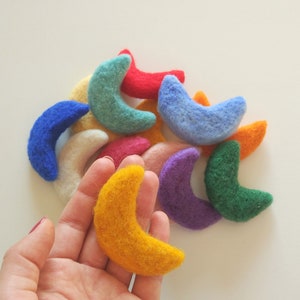 Felt Moon and Felt Star Set Wool Felted Moon and Star for Nursery Mobile Toddler Toys Made of Wool Wool Felt Toys image 2