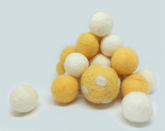 Polka Dot Felt Balls in Candy Corn Yellow / Polka Dot Felt Pom Poms / Cotton Candy Felt Balls / DIY Garland Nursery Mobile / Pick Your Size