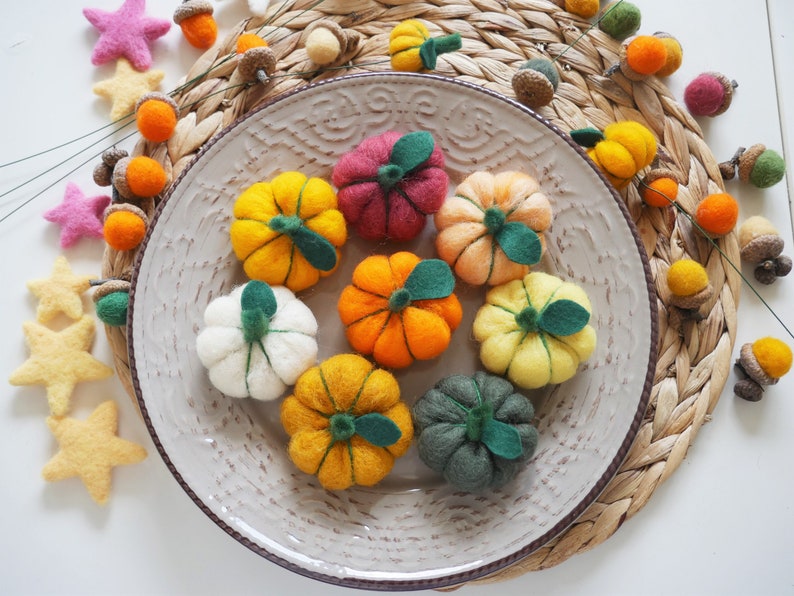 Thanksgiving Felt Pumpkin Halloween Felt Pumpkins Orange Felt Pumpkin Decorations Yellow Felt Pumpkin image 1