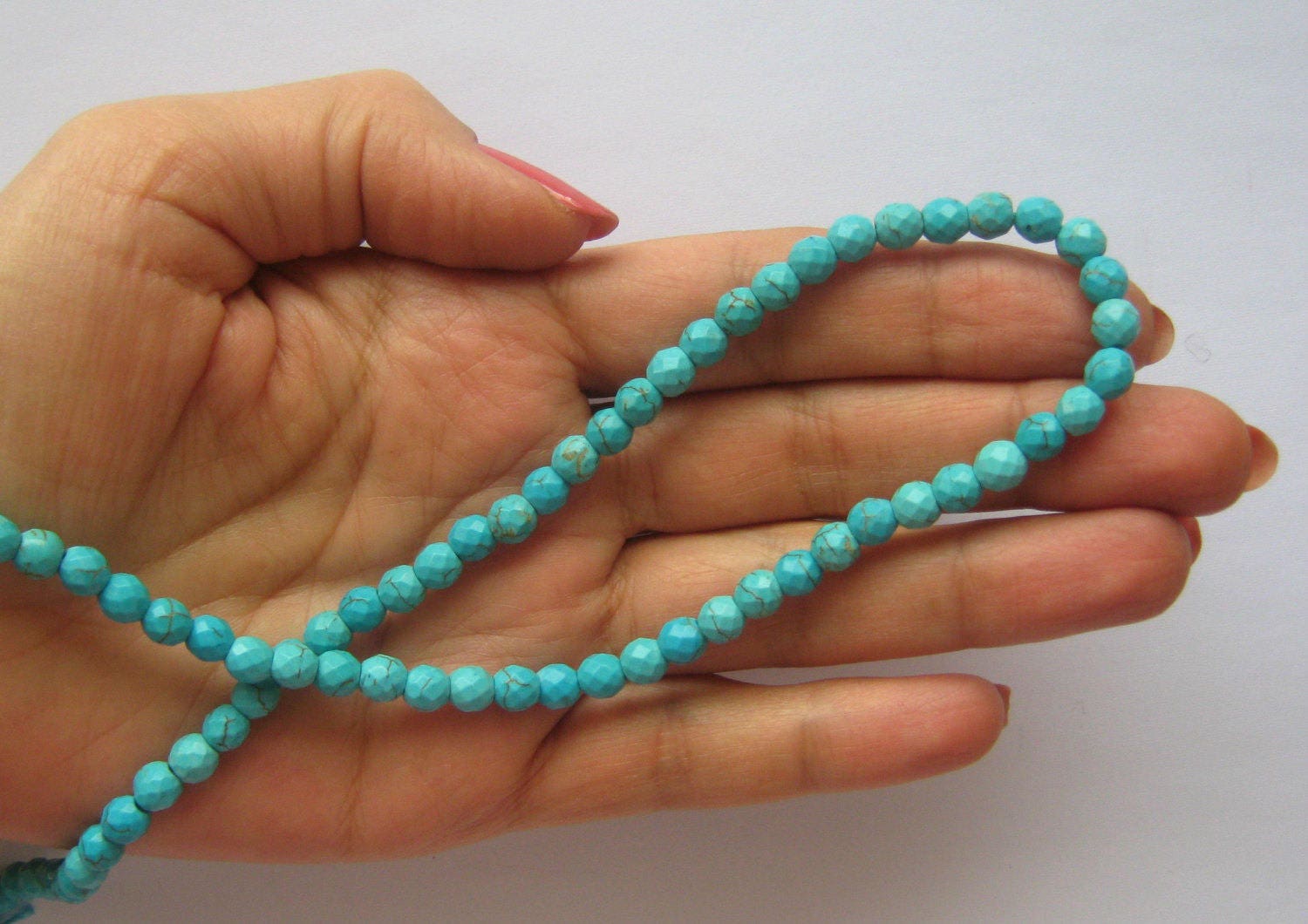Genuine Turquoise Beads Faceted Gemstone Beads 8mm Blue Etsy