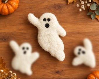 Felt Ghost | Handmade Wool Spooky Decor, Halloween Craft Supply