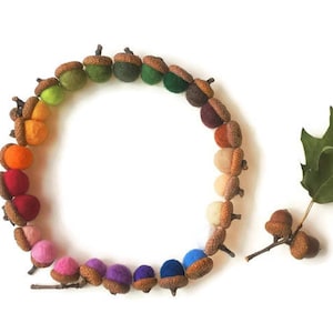 8 felt acorns, felt balls, mixing ball autumn decor acorn beads tops, acorn bead caps, acorn hats, oak tree mix and match, fall colors decor