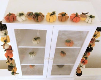 Felt Pumpkin Acorn Garland, Wool Fall Thanksgiving Decor