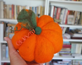 Handmade Wool Felt Pumpkin | Thanksgiving Harvest Decor (20cm or 40cm)
