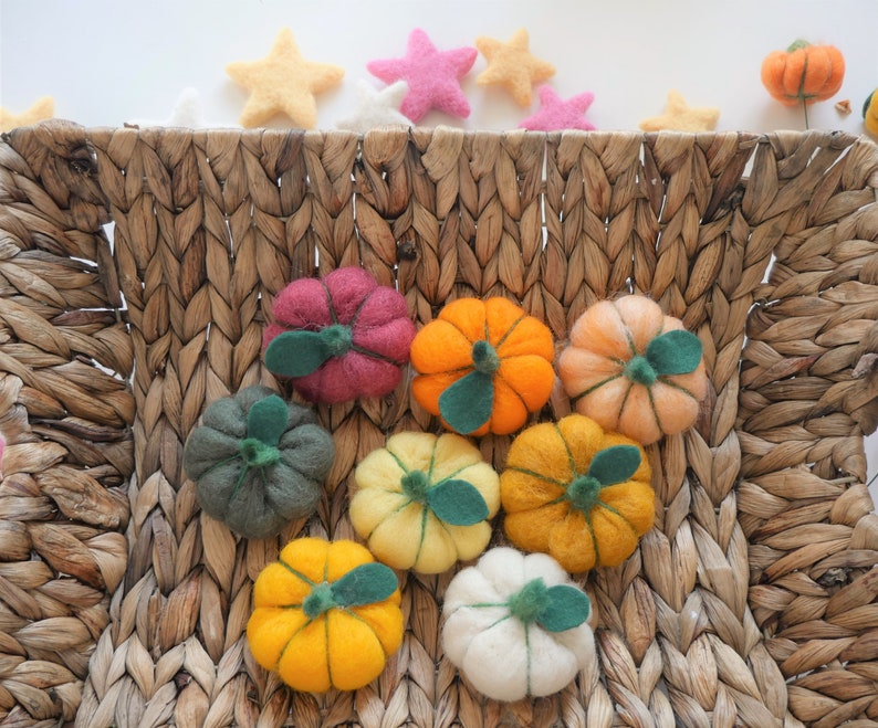 Thanksgiving Felt Pumpkin Halloween Felt Pumpkins Orange Felt Pumpkin Decorations Yellow Felt Pumpkin image 5