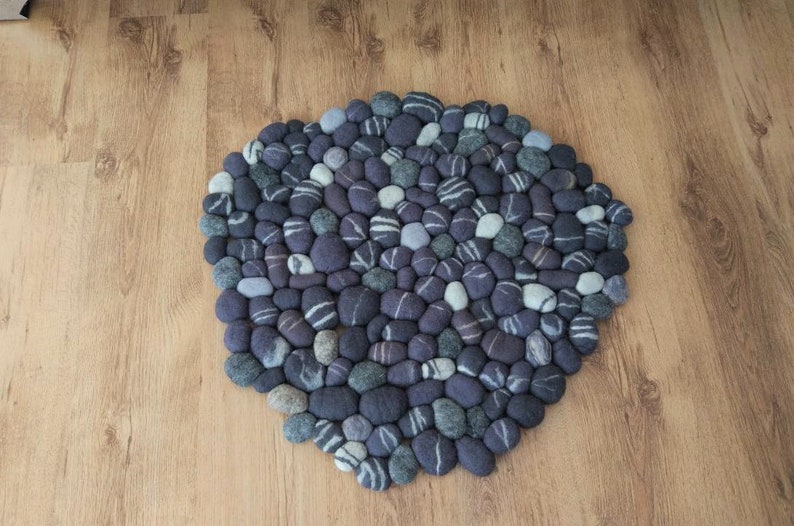 Felt Pebble Rug Round Rug 70cm Felt Stone Rug Nursery Rug Etsy