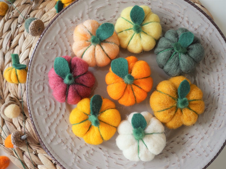 Thanksgiving Felt Pumpkin Halloween Felt Pumpkins Orange Felt Pumpkin Decorations Yellow Felt Pumpkin image 4