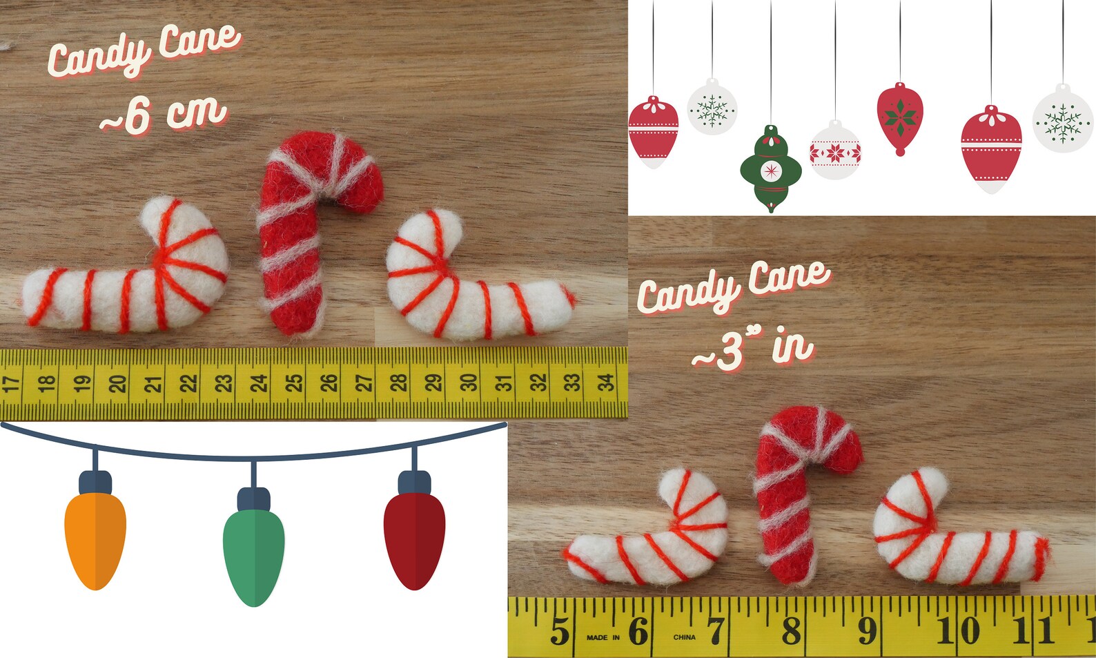 Felt Candy Cane 100 Wool Felt Felt Candy Canes Christmas Etsy