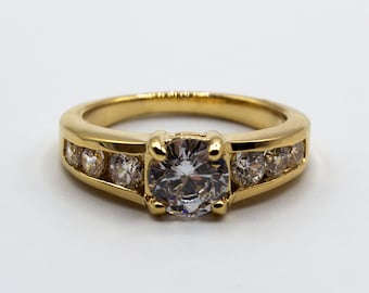 Bague Plaqué Or OZ Demi Alliance Solitaire