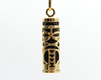 Tiki Love Tenderness Pendant, 9 Carat Gold Plated and Onyx
