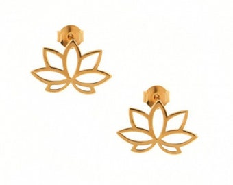 Earrings Gold Plated Lotus Flower