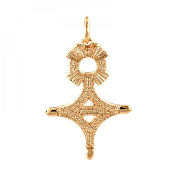 Pendentif Croix du Sud ou Croix d'Agadez Plaqué Or 3 Microns 14 Carats 14k