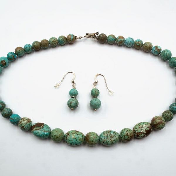 Parure Collier + Boucles d'oreilles en Turquoise