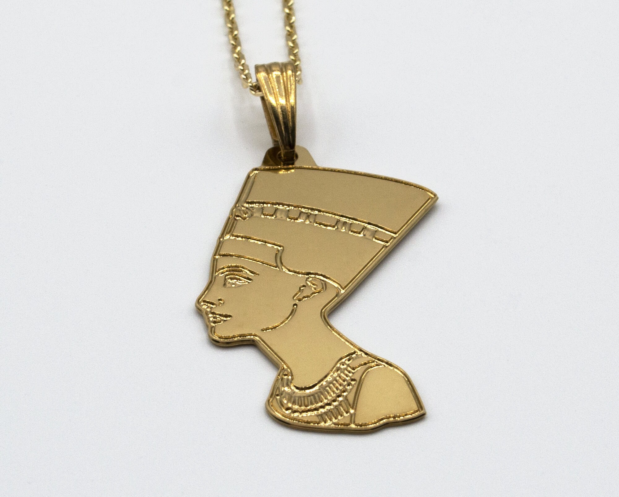 Collier Reine Néfertiti en acier inoxydable, pendentif tête