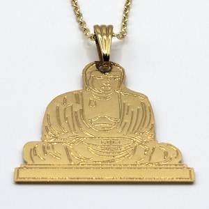Collar con colgante de Buda en cadena chapada en oro de 24 quilates, 45 cm