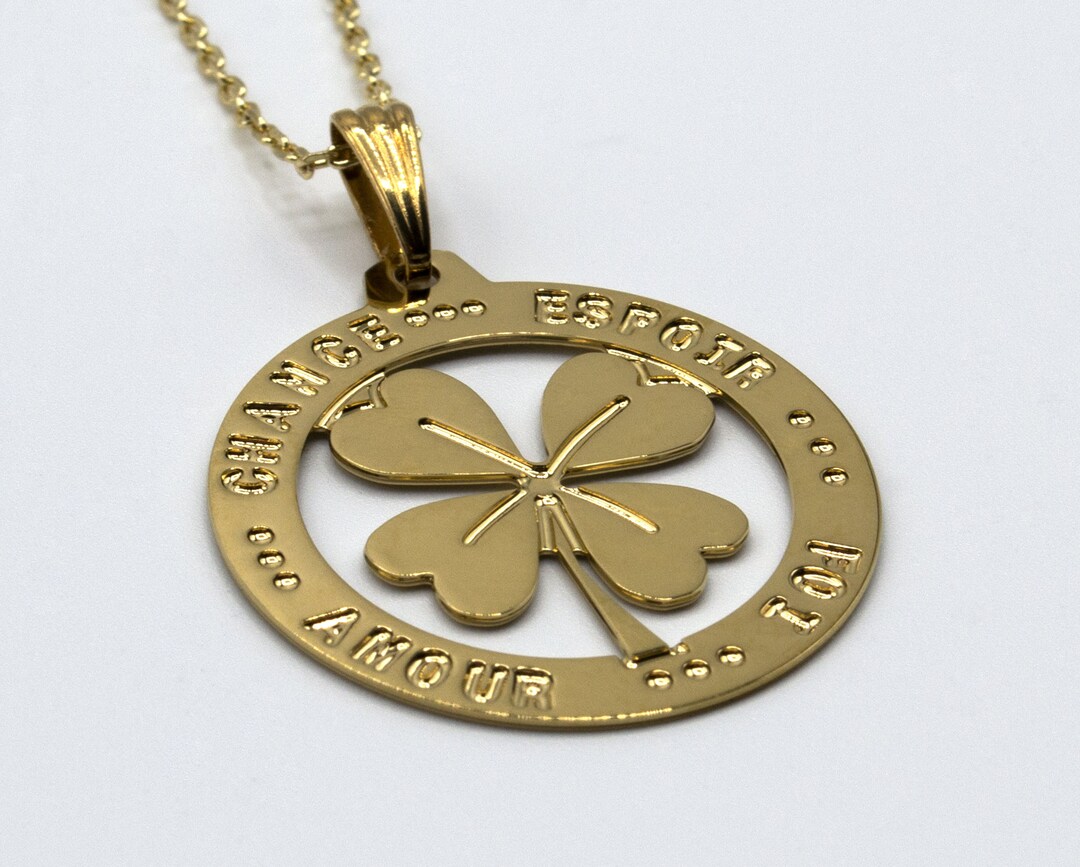 24k Gold Plated Four Leaf Clover Pendant Necklace 45cm Chain - Etsy