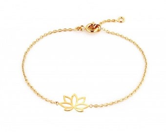 Gold Plated Lotus Flower Bracelet