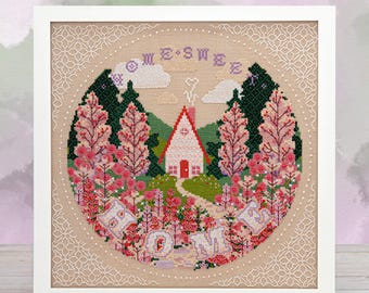 Home Sweet Home Counting Puddles PDF Cross Stitch Pattern - XStitch Instant Download Digital PDF - Crafts for Adults - House in Mountains
