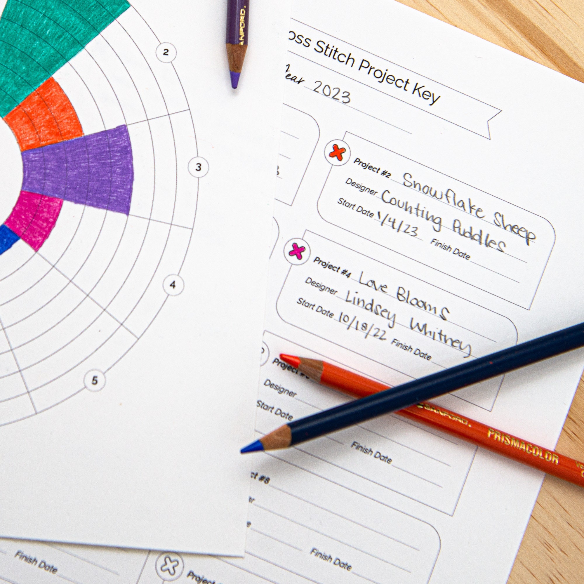 PRINTABLE Cross Stitch Yearly Habit Tracker and Progress Circle Tracker ...