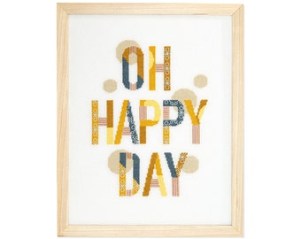 Oh Happy Day - modern cross stitch pattern - Instant download PDF - Nursery or Kids Room - DIY Gift
