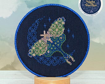 Moonlit Moth Cross Stitch Pattern: ThreadworX Night Garden (PDF Digital Download)