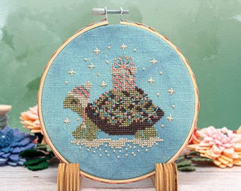 Christmas Tortoise Cross Stitch Pattern: Turtle Tidings Ornament (PDF Pattern)