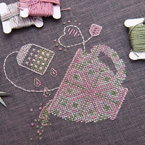 Modern Tea Cross Stitch Pattern - Spilling Tea Cup - Small - Instant Download - Digital PDF - Gift for Tea Drinkers